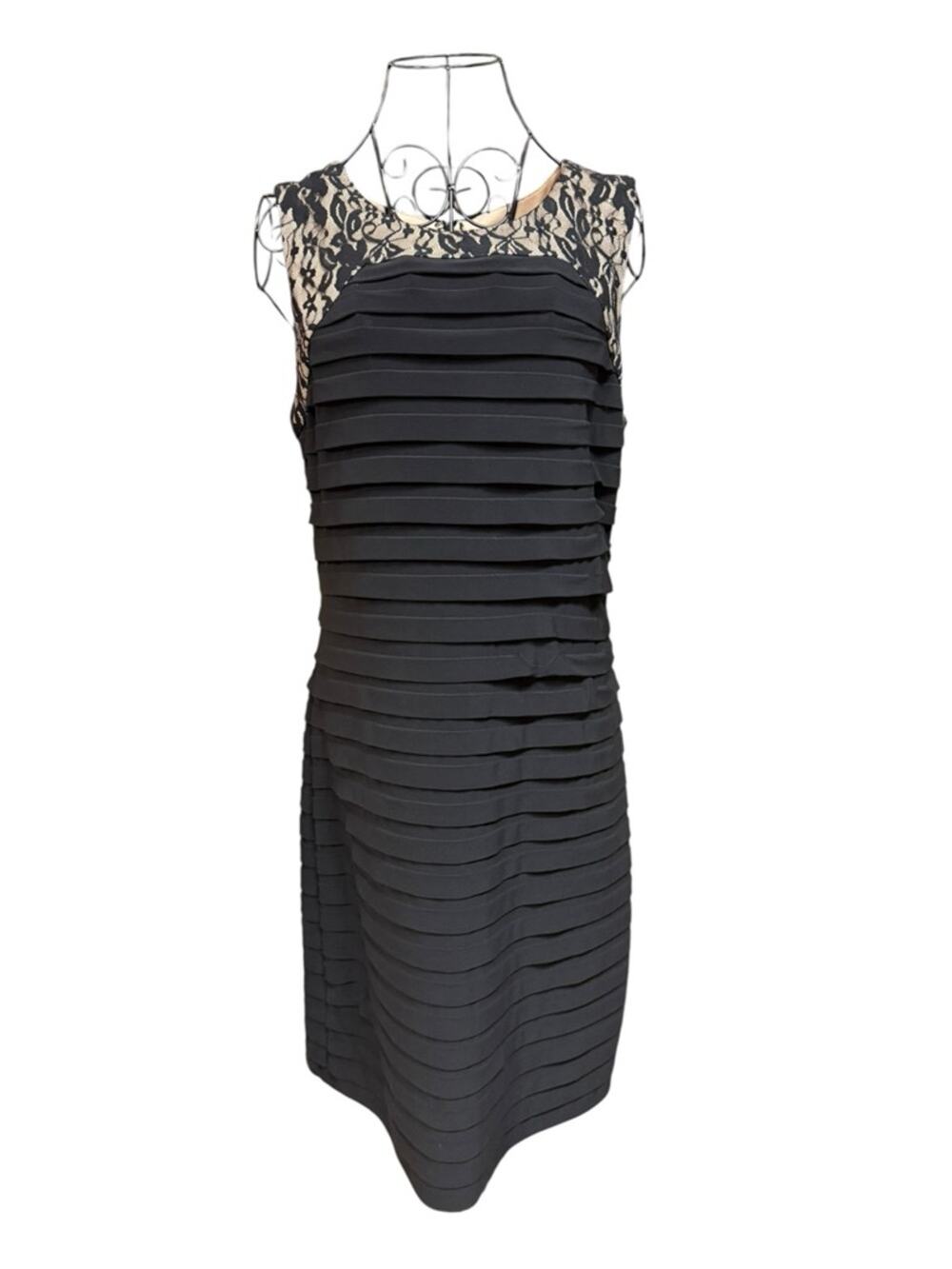 Scarlett Black Layered Sheath Evening Dress with Lace Yoke size 12